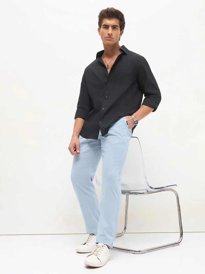 Urbano Fashion  Urbano Fashion Men's Light Sky Blue Cotton Regular Fit Casual Chinos Trousers Stretch for Men | Best Price UAE